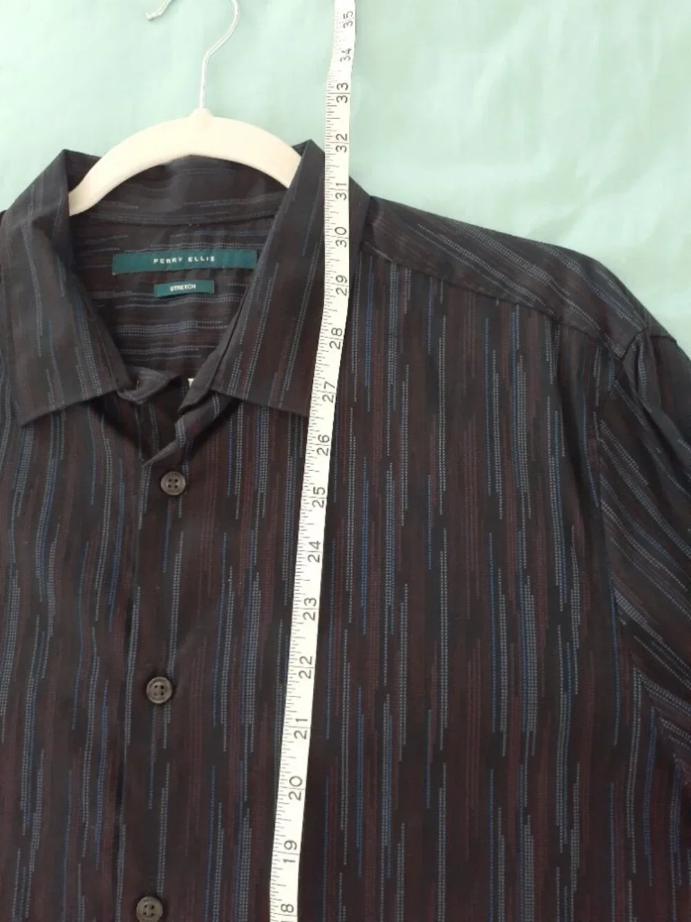 Perry Ellis Men's New Button up long sleeve black shirt size large cotton - Picture 3 of 5